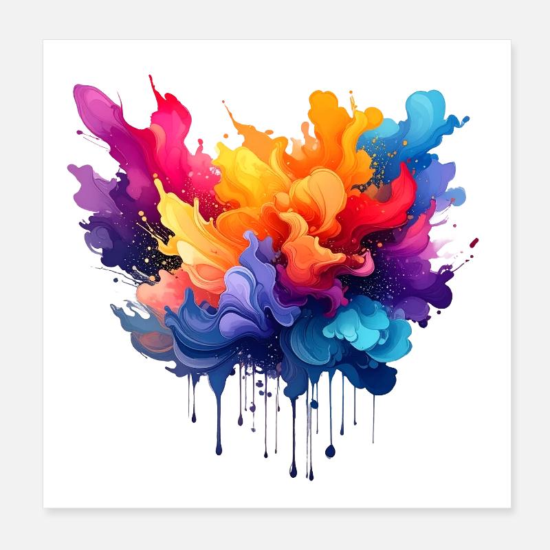 Explosion des couleurs flux de couleurs - Poster 20 x 20 cm - blanc