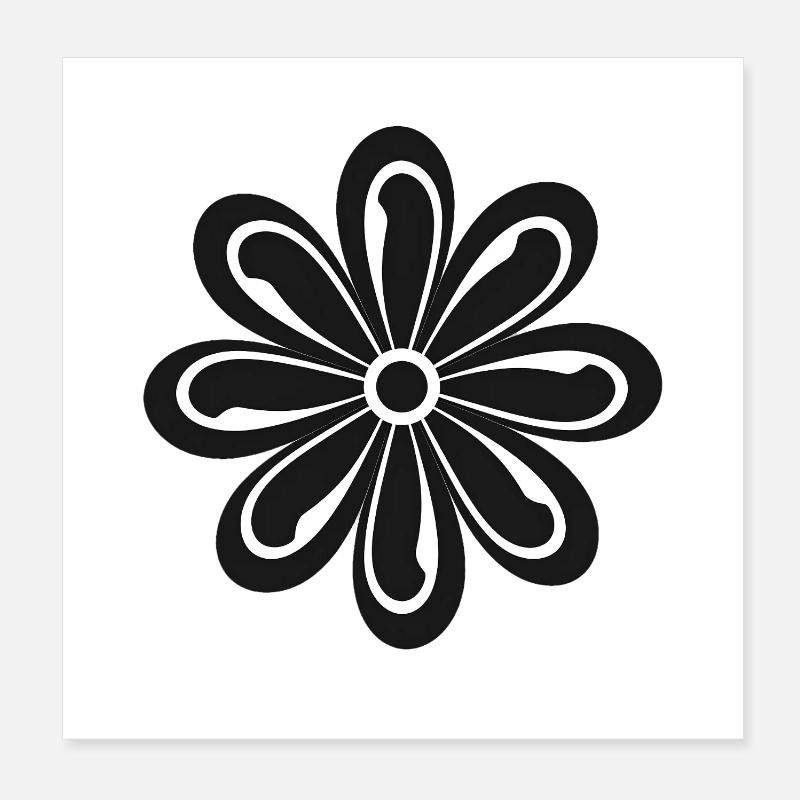 Schwarzweiß Blüten-Dessin Poster 20x20 cm