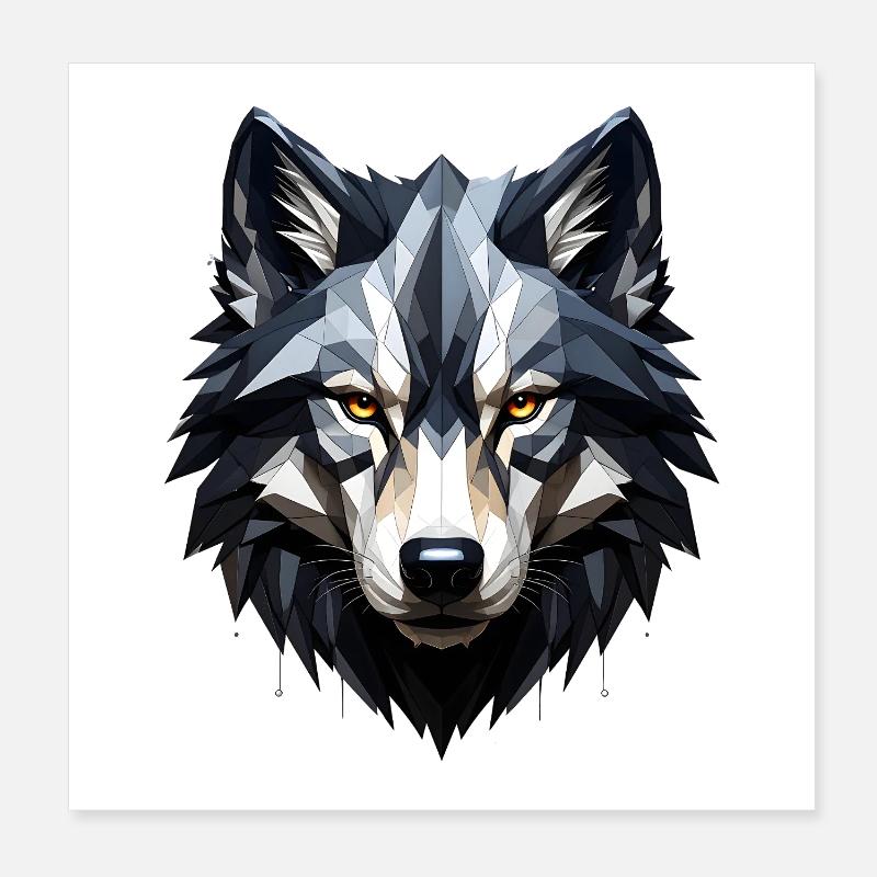 Geometrischer Wolfkopf Poster 20x20 cm