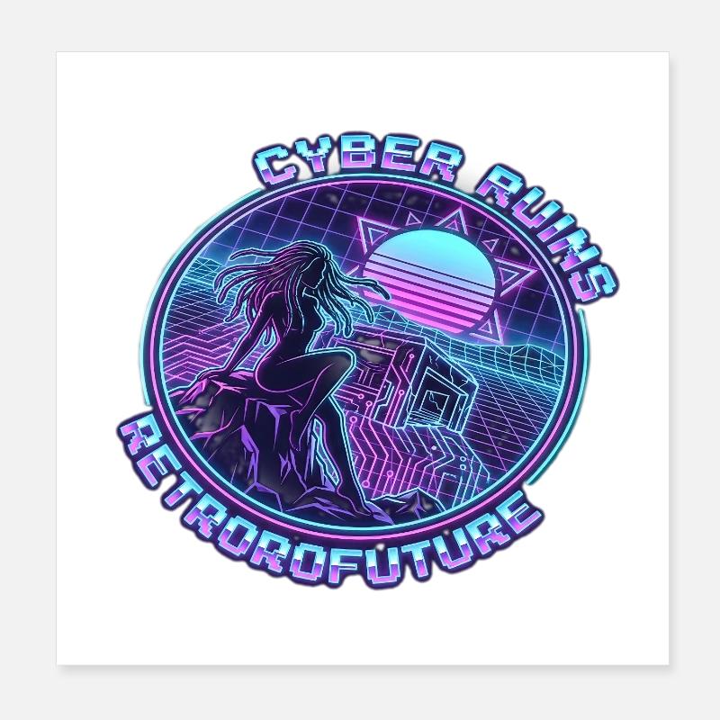 Cyber-Ruinen RetroFuture Poster 20x20 cm