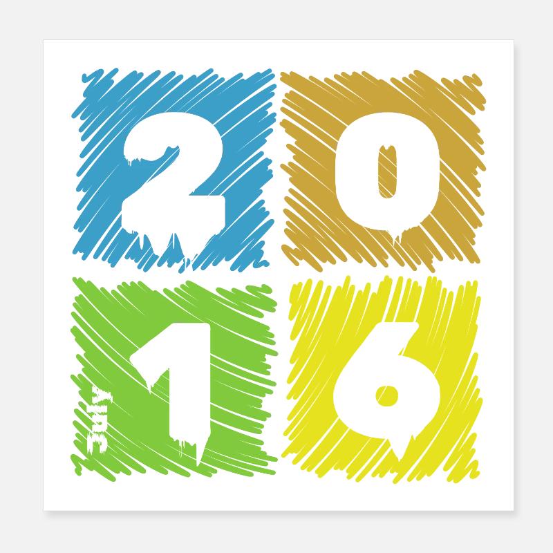 10th Birthday Colored Patches since 07/2016 Poster 8" x 8" (20x20 cm)