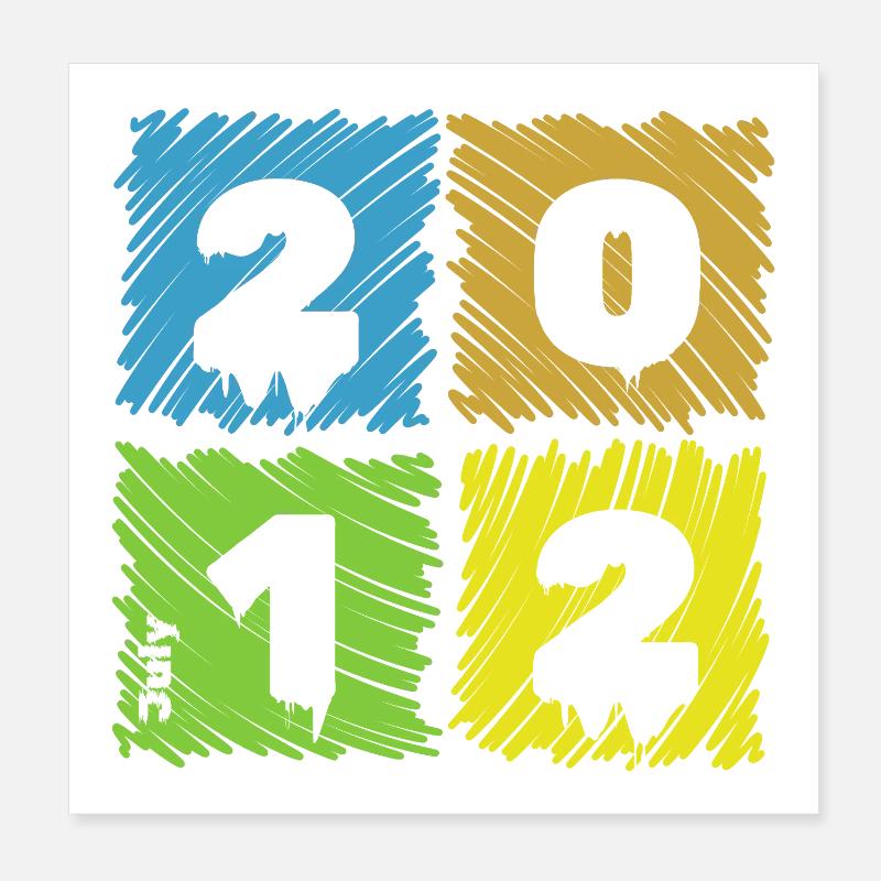 14th Birthday Colored Patches since 07/2012 Poster 8" x 8" (20x20 cm)