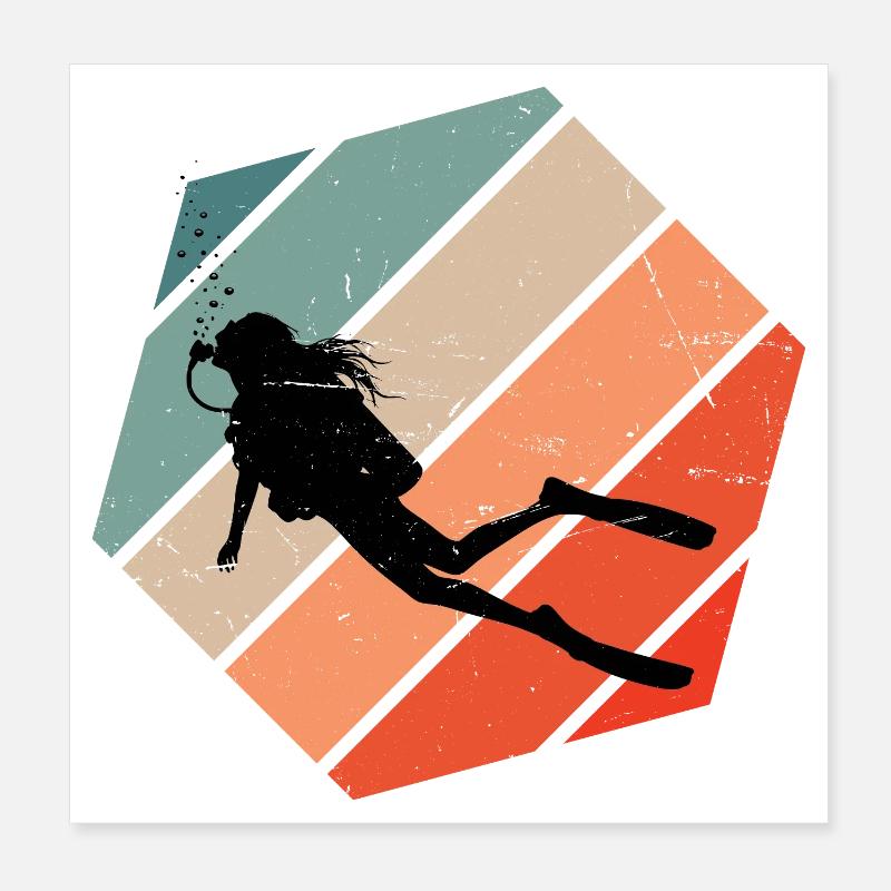 Idée cadeau pour l’amateur de plongée avec plongée sous-marine Poster 20 x 20 cm