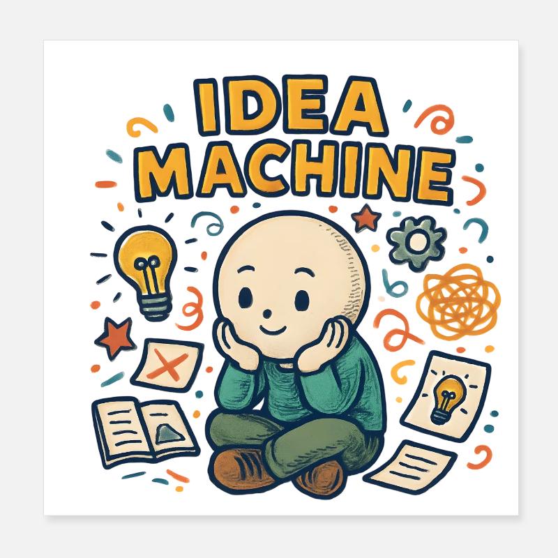 Idea Machine Cartoon Poster 8" x 8" (20x20 cm)