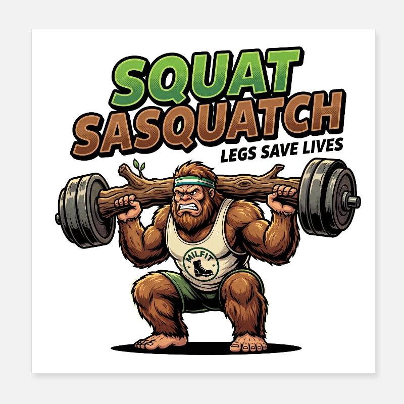 Sasquatch Squat Power Poster 20x20 cm