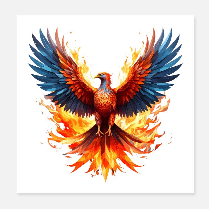 Ailes de couleur de vol du Phoenix Fire Poster 20 x 20 cm