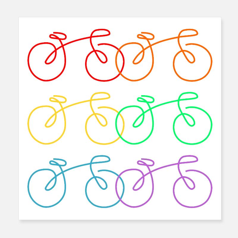 Line drawing bicycles wheel Poster 8" x 8" (20x20 cm)