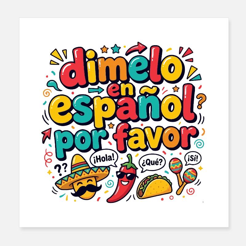 Espagnol Professeur d’espagnol Langue Poster 20 x 20 cm