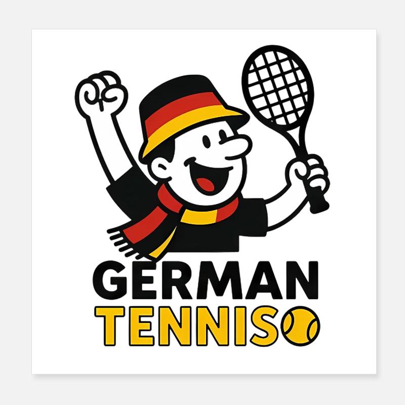 Deutsches Tennis-Maskottchen Poster 20x20 cm