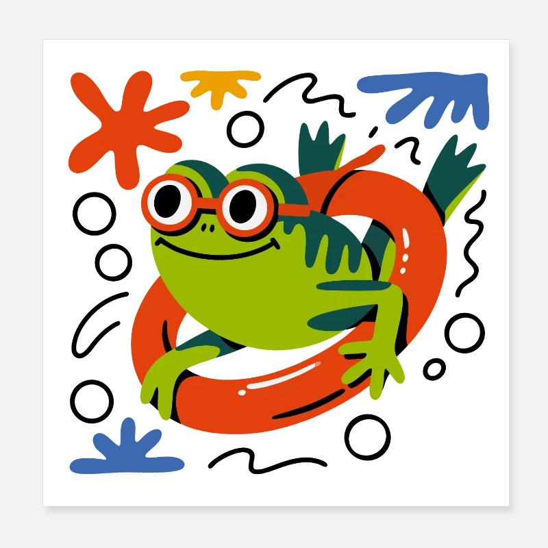 Fun de grenouilles d’été Poster 20 x 20 cm