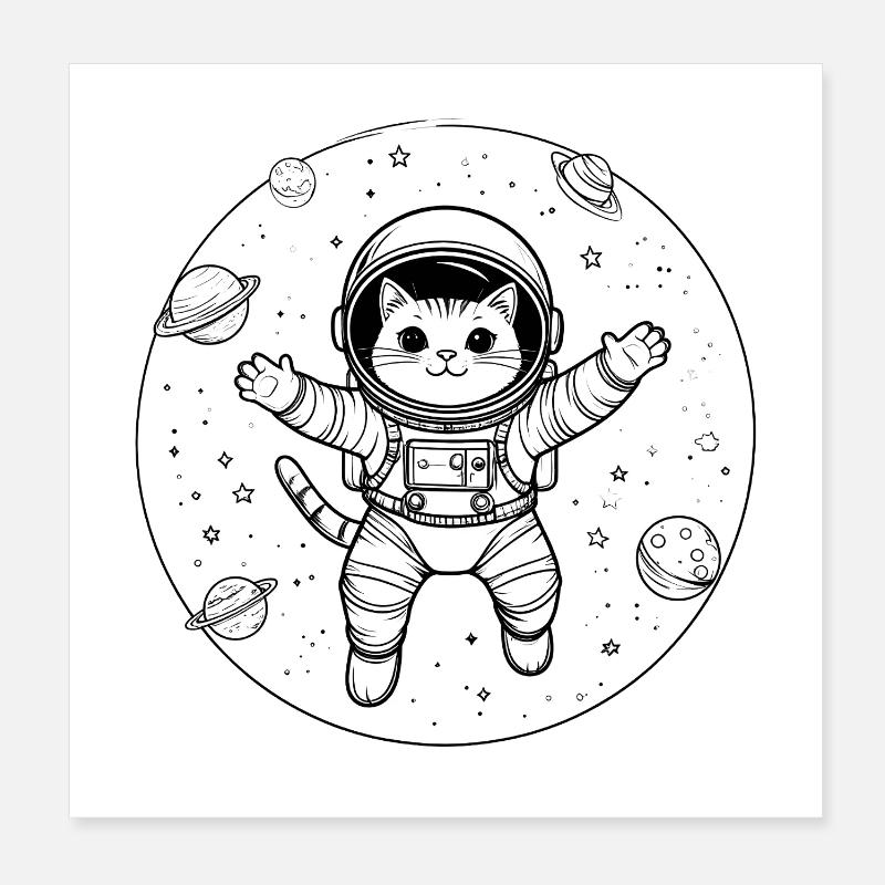 Astronaute chat dans l’espace Poster 20 x 20 cm