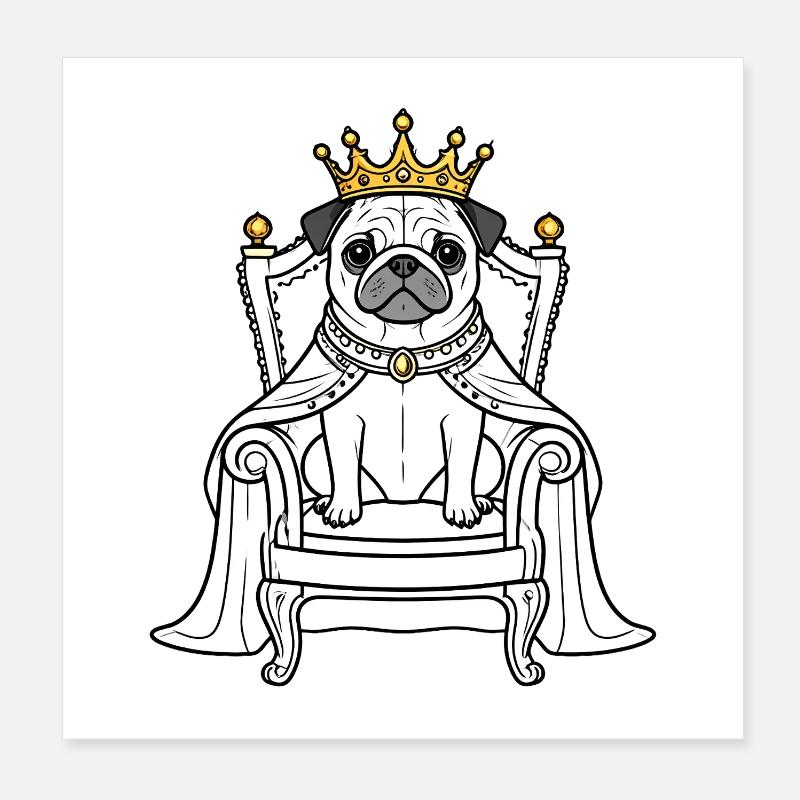 Königlicher Mops auf Thron Poster 20x20 cm