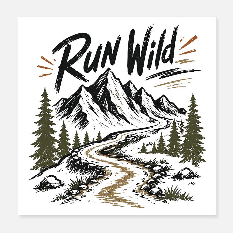 Course sur sentier - Run Wild Poster 20 x 20 cm