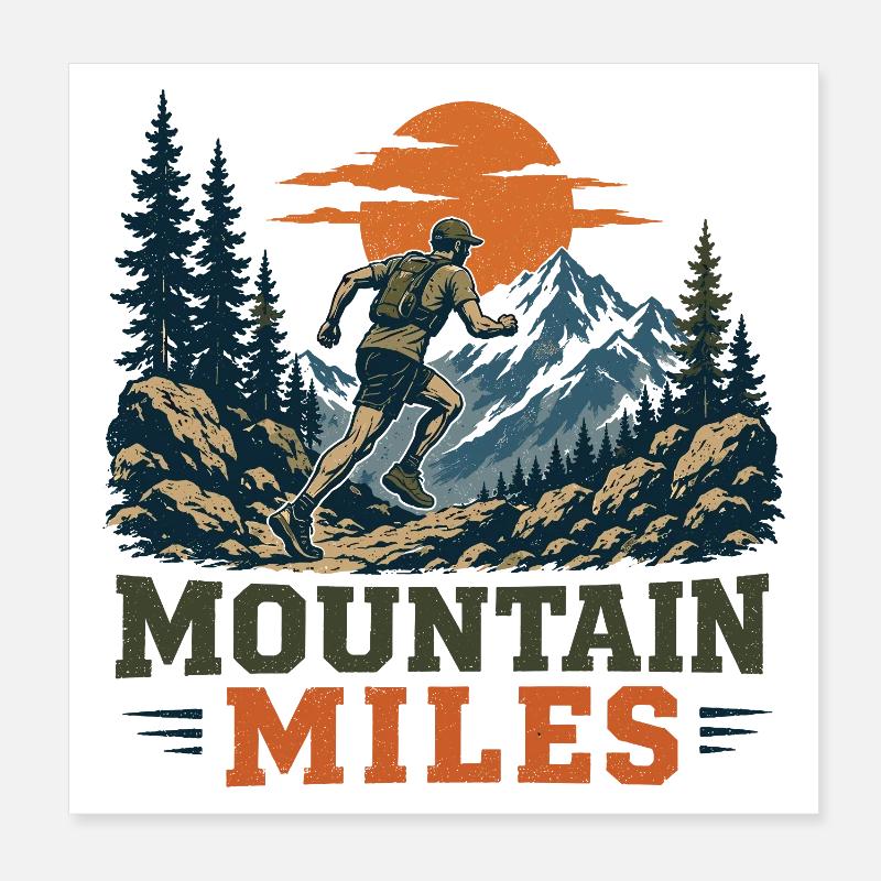 Trail Running - Mountain Miles Poster 20 x 20 cm