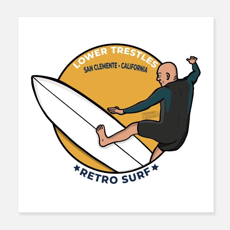 Lower Trestles San Clemente California Retro Surf Poster 20 x 20 cm
