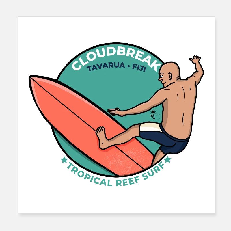 Cloudbreak, Tavarua, Fidji, Surf du récif tropical Poster 20 x 20 cm