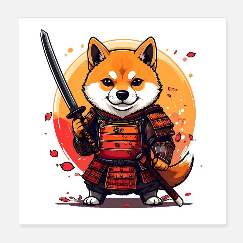Shiba Inu Samurai dans la conception d’armures Poster 20 x 20 cm