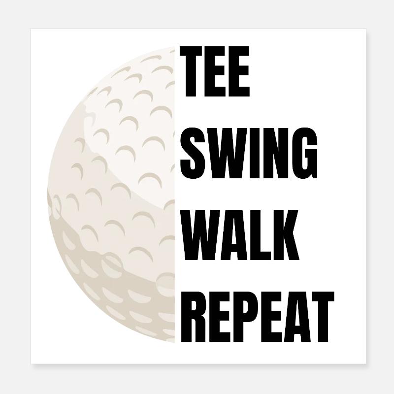 Répétition du swing de départ - slogan de golf Poster 20 x 20 cm