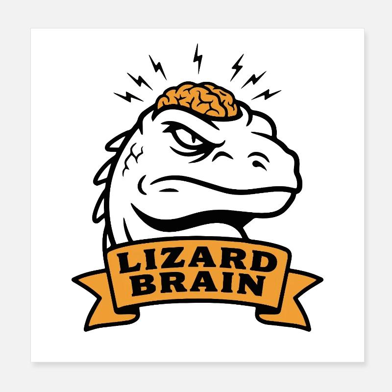 Lizard Brain Lizard Profile Brain Psychology Poster 8" x 8" (20x20 cm)