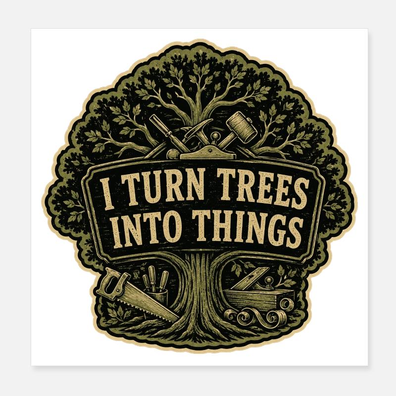 Je transforme des arbres en objets - Arbre vintage pour menuisier Poster 20 x 20 cm
