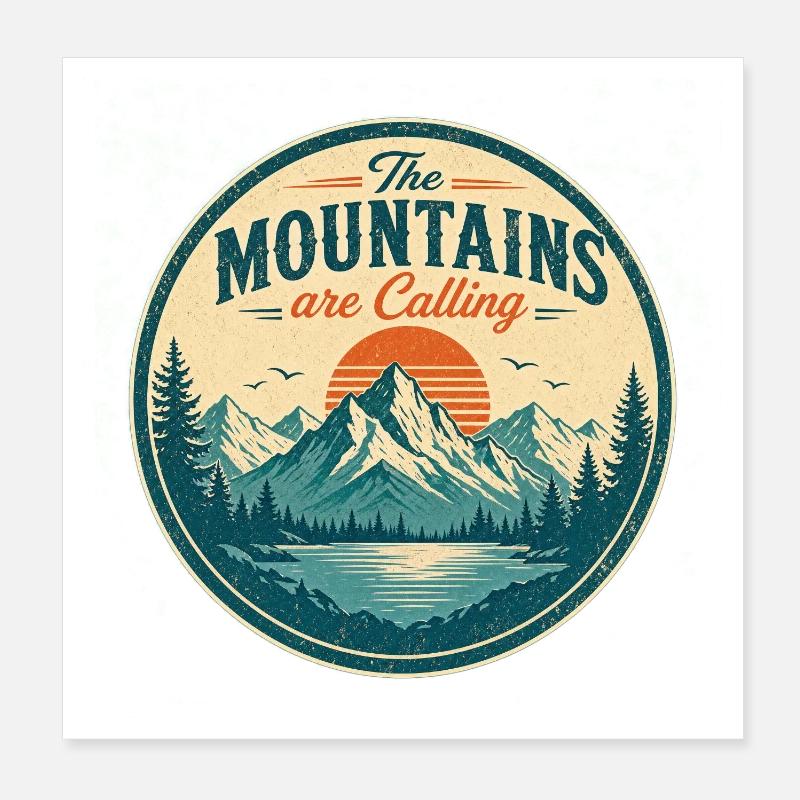 Les Montagnes - design Retro Poster 20 x 20 cm
