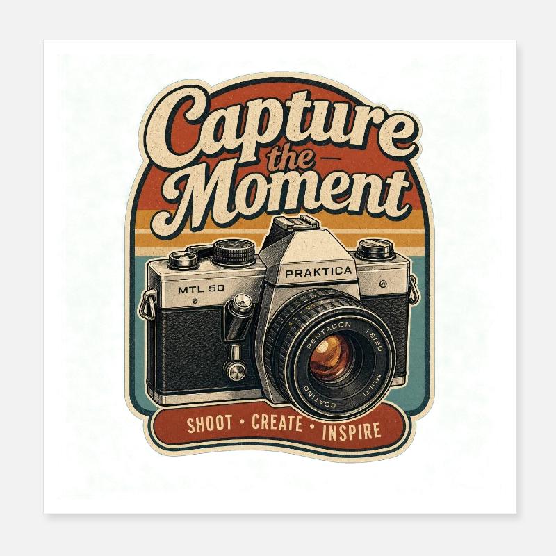 Capture du Moment Vintage Caméra Poster 20 x 20 cm
