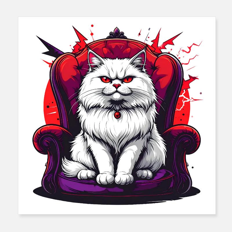 Chat sur chaise style gothique Poster 20 x 20 cm