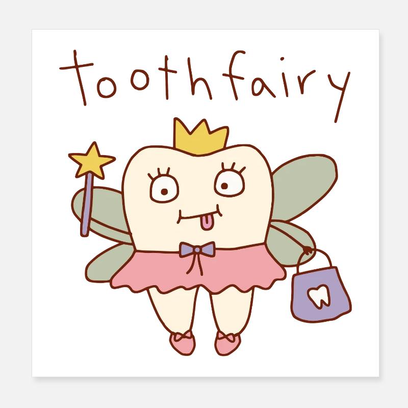 Jeu de mots mignon sur la Fée des dents Poster 20 x 20 cm