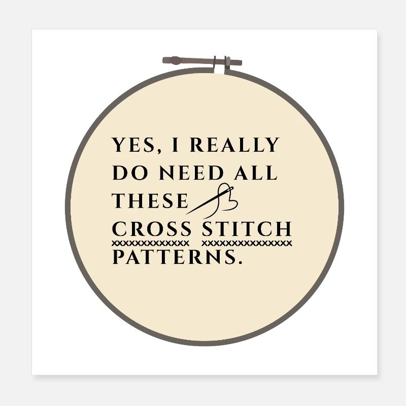 Obsession des motifs de point de croix Poster 20 x 20 cm