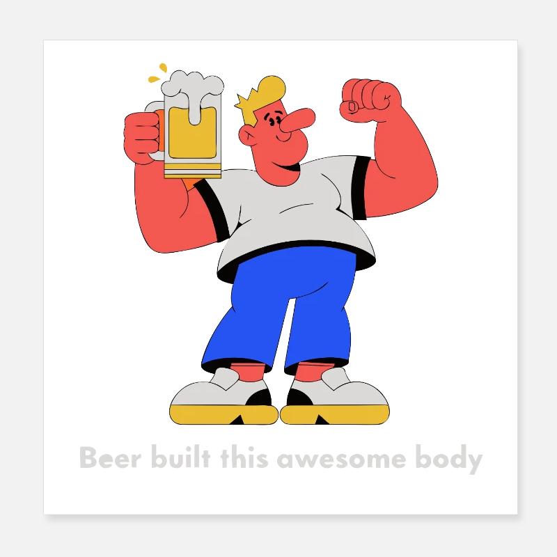 Beer-built body – humorous training Poster 8" x 8" (20x20 cm)