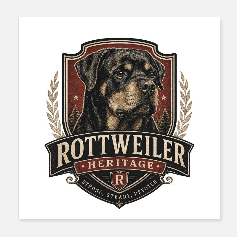 Rottweiler Heritage Crest Poster 8" x 8" (20x20 cm)