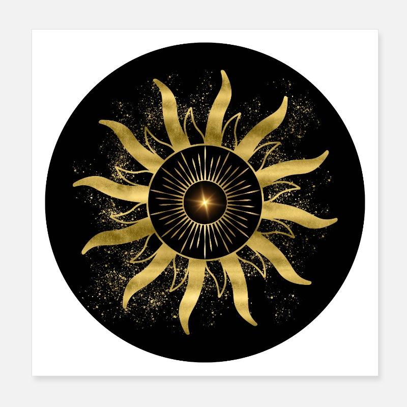 Soleil d'Or Éclipse Noire Poster 20 x 20 cm