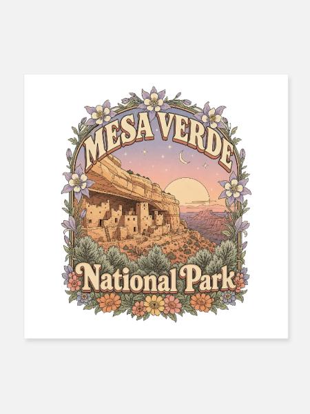 Parc national de Mesa Verde, États-Unis, Colorado Randonnée - Poster 20 x 20 cm - blanc - Devant