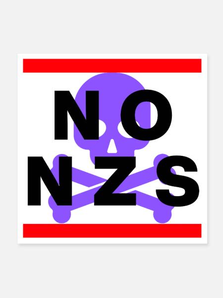 NO NZS, NEVER AGAIN, ANTI-FASCISM, NO AFD PURPLE - Poster 8" x 8" (20x20 cm) - white - Front
