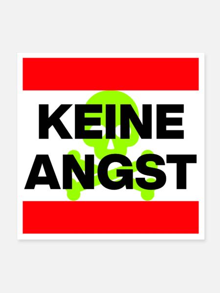 KEINE ANGST NIE WIEDER IST JETZT SKULL GRÜN NO NZS - Poster 20x20 cm - Weiß - Vorne