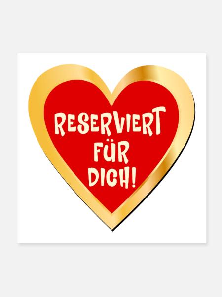 Reservierung Liebe Herz - Poster 20x20 cm - Weiß - Vorne