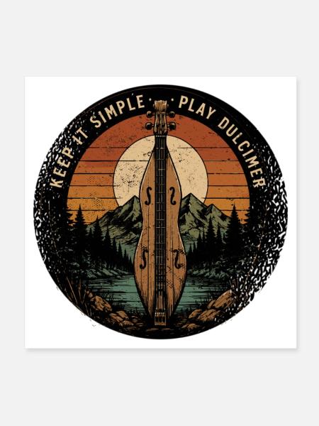 Dulcimer Musicien de Dulcimer Instrument pincé - Poster 20 x 20 cm - blanc - Devant