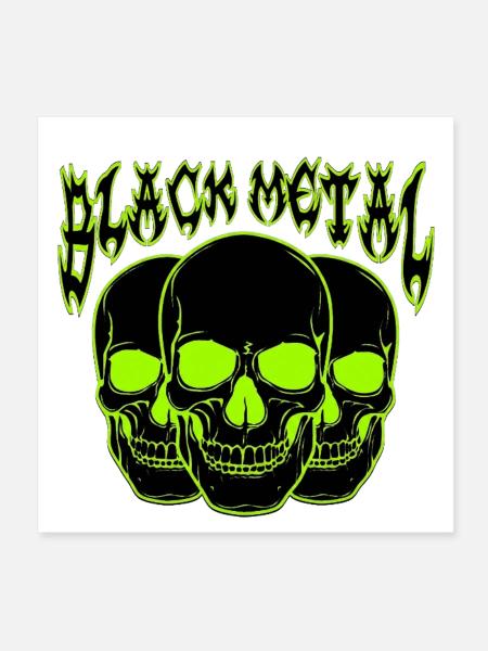 Neon-Schädel-Trio Black Metal  - Poster 20x20 cm - Weiß - Vorne