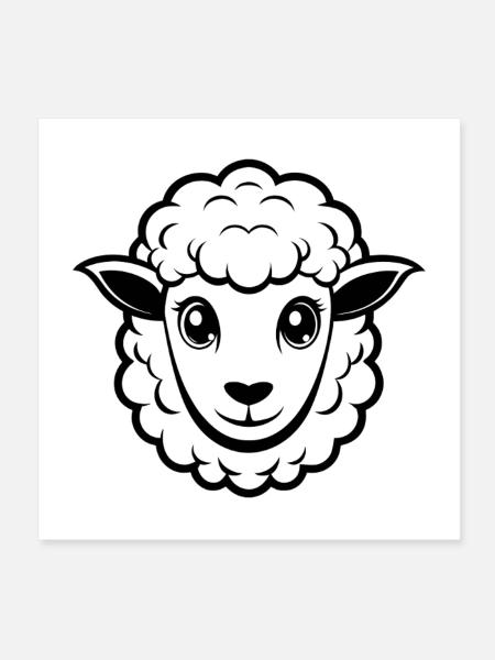 Süßes Schafsgesicht - Poster 20x20 cm - Weiß - Vorne