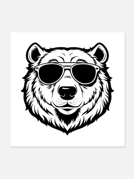 Cooler Eisbär mit Sonnenbrille - Poster 20x20 cm - Weiß - Vorne