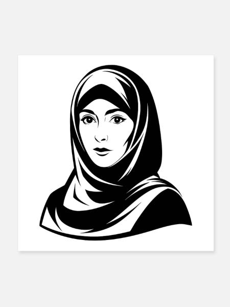 Hijab-Frau - Poster 20x20 cm - Weiß - Vorne