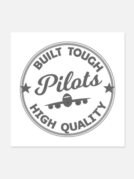 Timbre Motif Pilote - Poster 20 x 20 cm - blanc - Devant