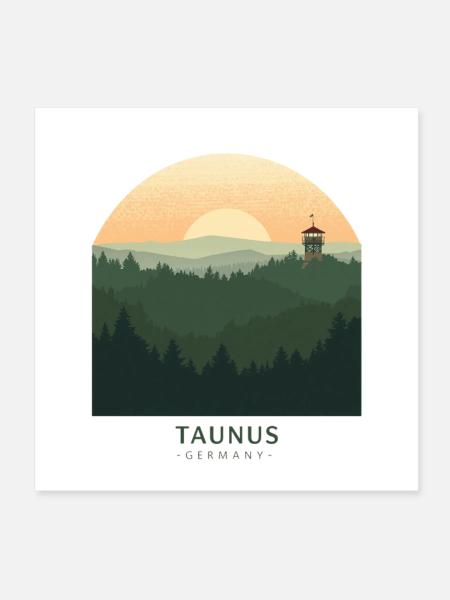 Taunus Germany | Vintage Forest Poster - Poster 20x20 cm - Weiß - Vorne