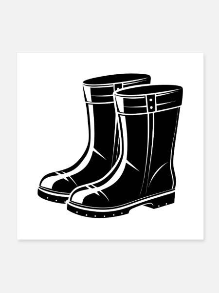 Gummistiefel - Poster 20x20 cm - Weiß - Vorne