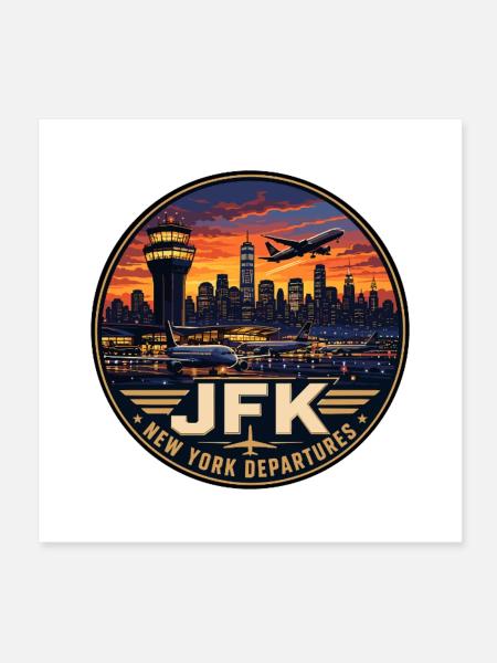 JFK Airport New York Vintage-Reiseabzeichen - Poster 20x20 cm - Weiß - Vorne