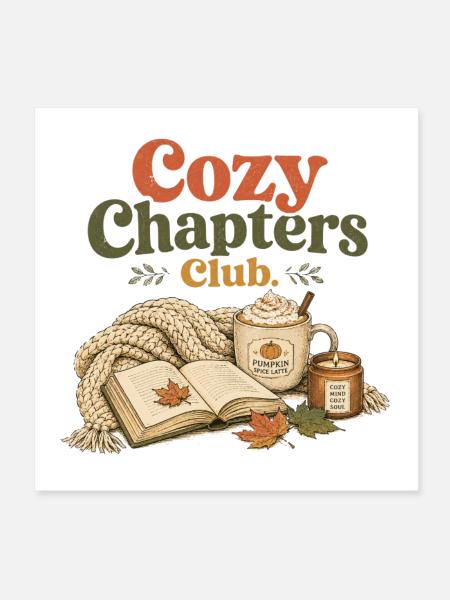 Cozy Chapters Club Fall Reading - Poster 8" x 8" (20x20 cm) - white - Front