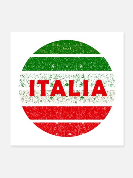 Italia Retro-Grunge Kreis - Poster 20x20 cm - Weiß - Vorne