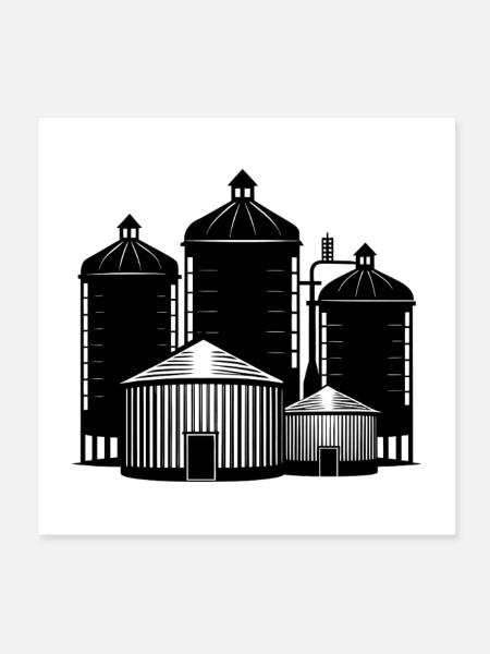 Grain Bins - Poster 8" x 8" (20x20 cm) - white - Front