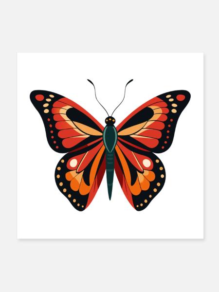 Papillon du Roi Kamehameha - Poster 20 x 20 cm - blanc - Devant