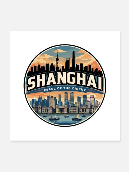 Badge de voyage rétro à Shanghai Pudong - Poster 20 x 20 cm - blanc - Devant